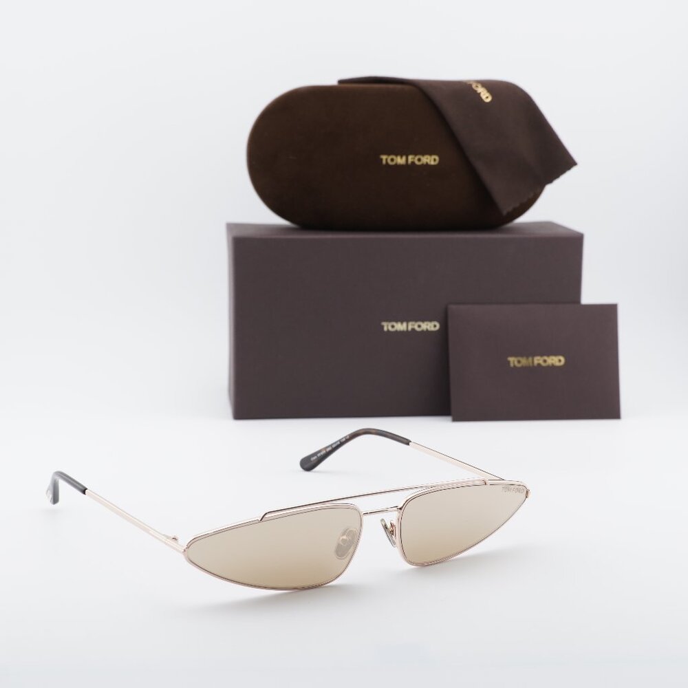 Tom Ford Cam FT0979 28G Geometric Sunglasses - Gold/Brown with Mirror
